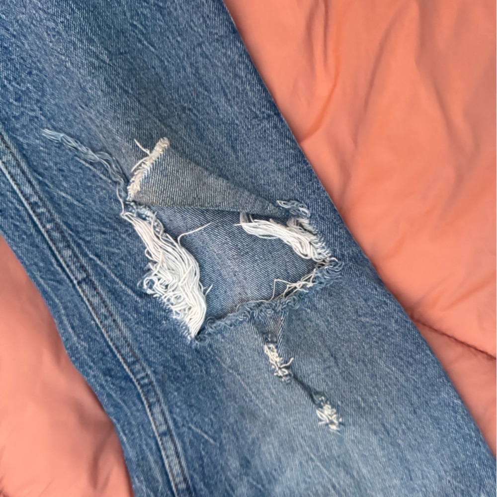Abercrombie and Fitch Blue Distressed Straight Leg Jeans - Picture 3 of 10